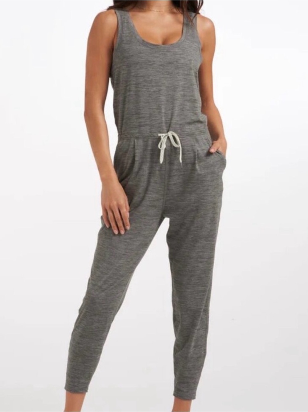 Vuori Lux Jumpsuit VW458 Heather Gray Sleeveless Jogger Size S